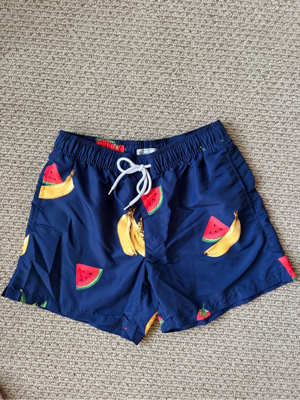 Forever 21 Navy Swim Trunks with Banana and Watermelon Print